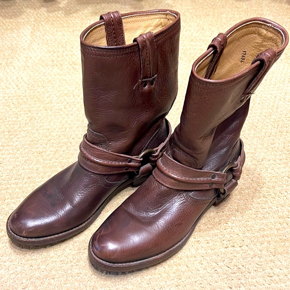 Frye Harness Round Toe Brown Leather Boot [Size 8]